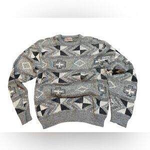 Reed St. James Vintage Geometric Knit 3D Sweater gray, Black, White‎ Size Medium